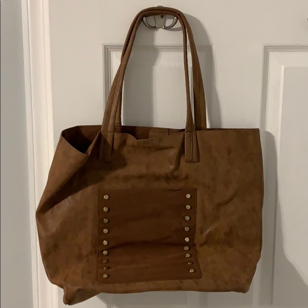 Faux Suede Brown Tote Bag
